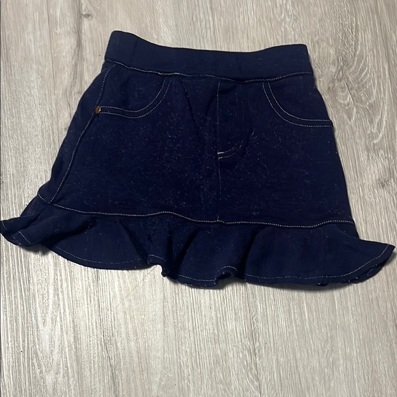 Navy Blue Ruffled Denim Skirt - Picture 1 of 3